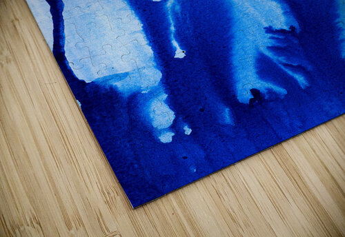 Abstract blue watercolor painting TAHDAINI puzzle