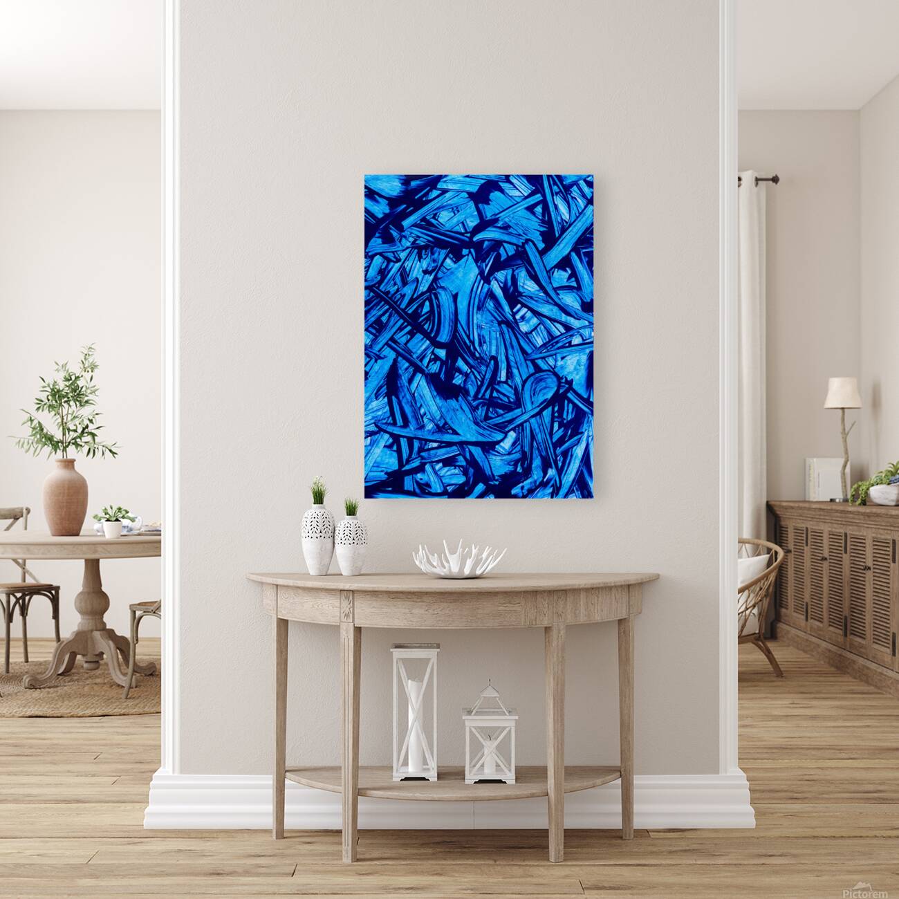 Abstract blue paint artwork Reproduction