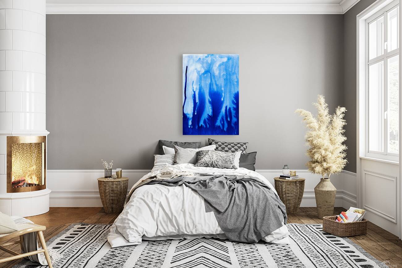 Abstract blue watercolor painting Reproduction