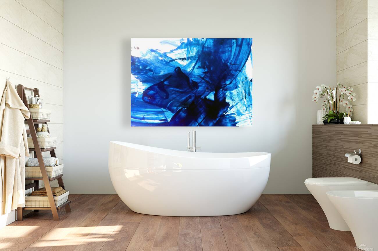 Abstract blue painting. Abstract blue paint grunge background. Reproduction