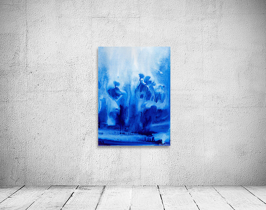 Abstract blue watercolor painting Wall Preview