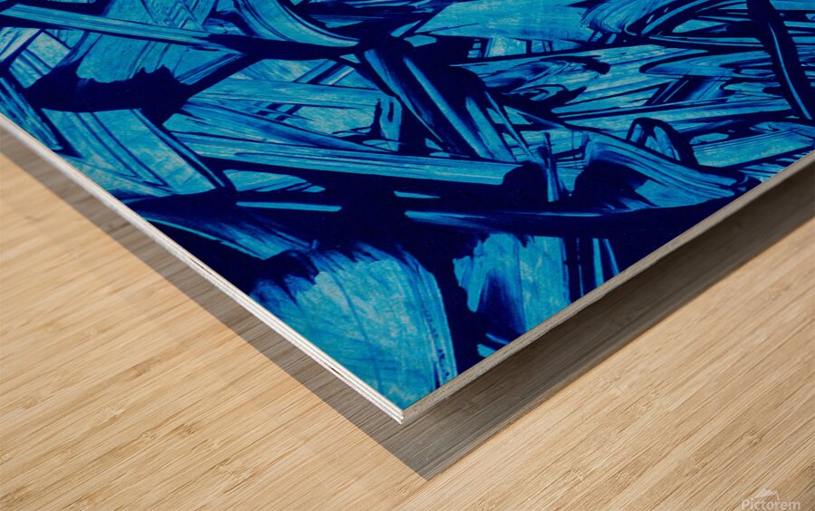 Abstract blue paint artwork Wood print