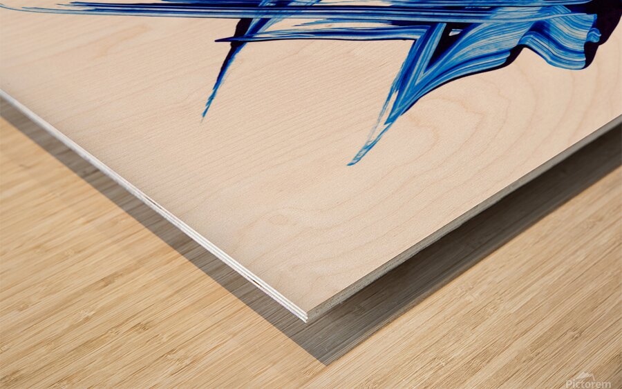 Abstract blue painting.   Wood print