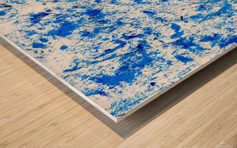 Abstract blue paint grunge background. Abstract blue painting.   Wood print