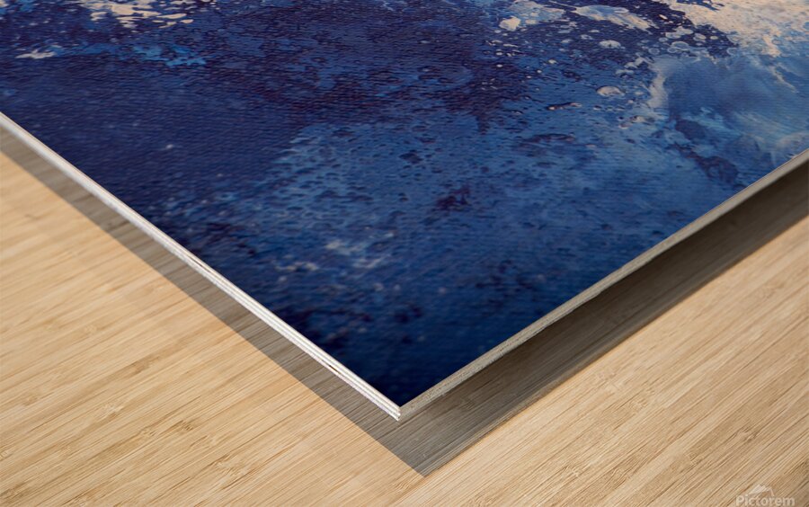 Abstract blue painting. Abstract blue paint grunge background. Wood print