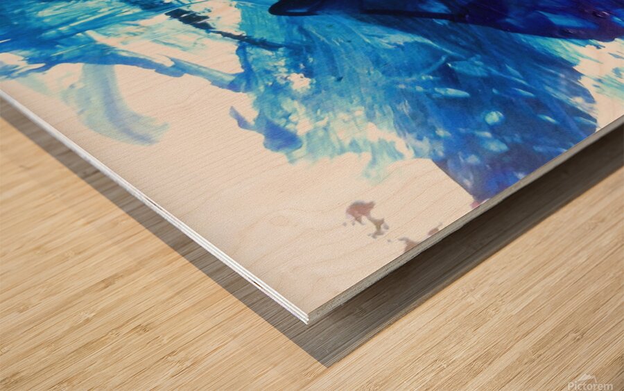 Abstract blue painting. Abstract blue paint grunge background. Wood print