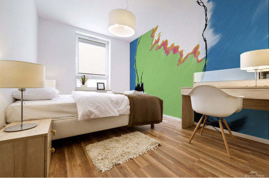 Green flames Mural print
