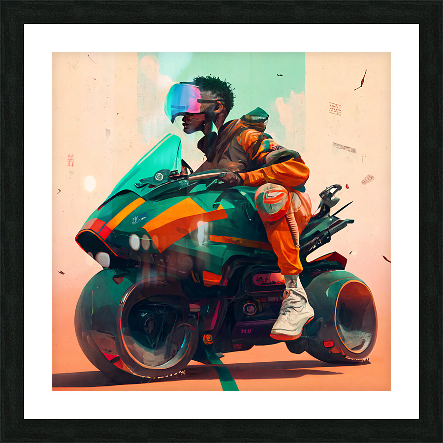 The Biker Picture Frame print