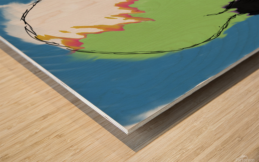 Green flames Wood print