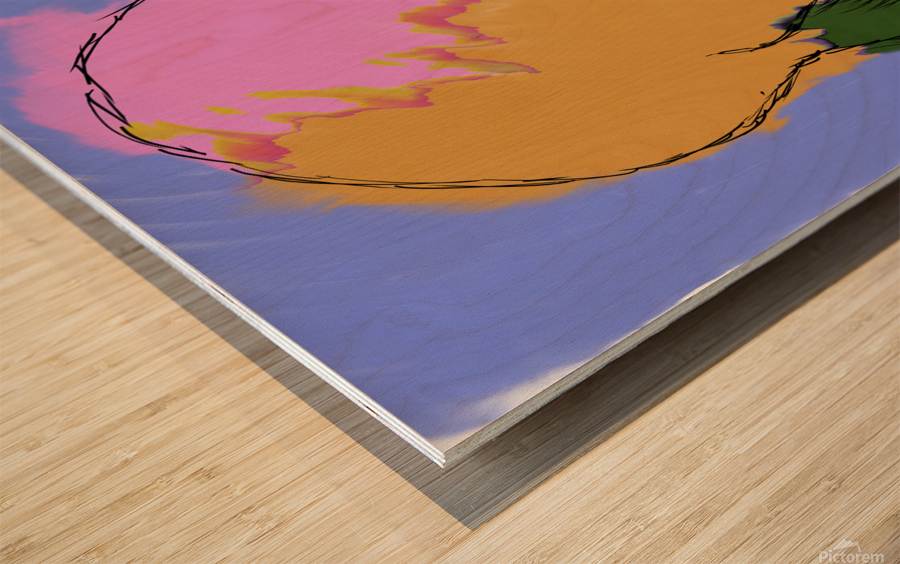 Orange flames Wood print