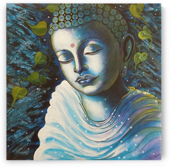 GAUTAMA BUDDHA IN BLUE PORTRAIT by ASP ARTS