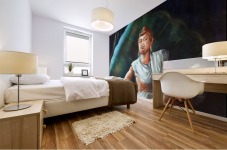 BUDDHA MEDITATING ON A LEAF Mural print