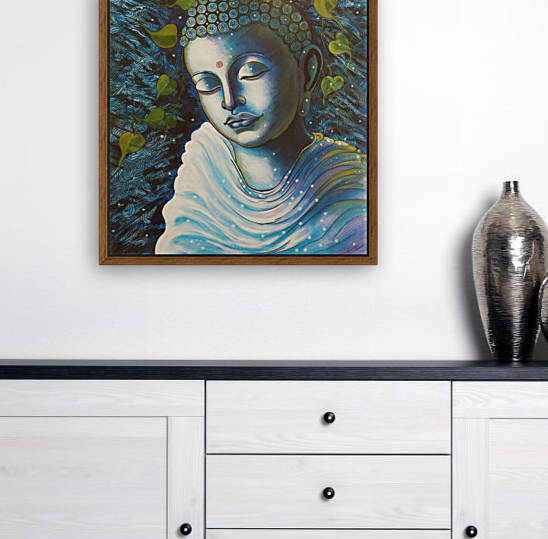 GAUTAMA BUDDHA IN BLUE PORTRAIT by ASP ARTS