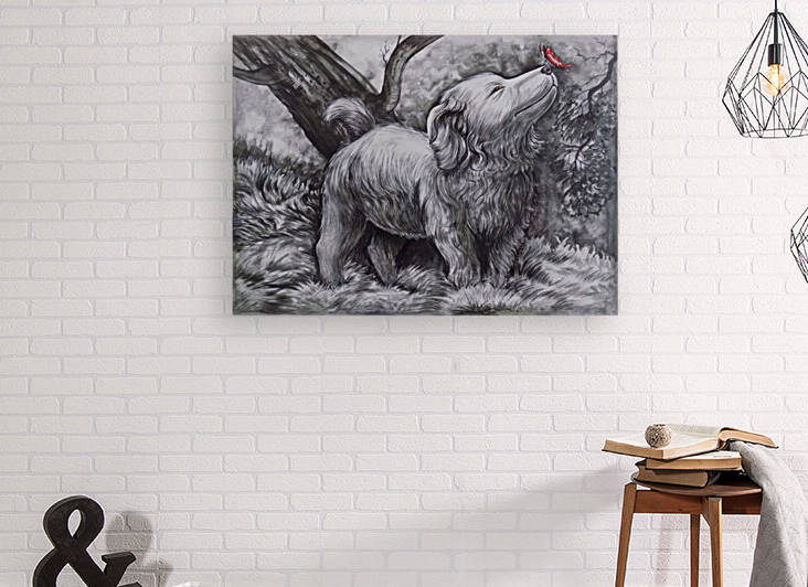 THE JOY OF LIFE IN SMALLER THINGS:  DOG AND BUTTERFLY  by ASP ARTS