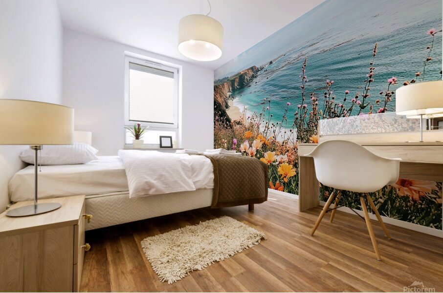 Wildflower Blooming along the Beautiful Coastline Mural print