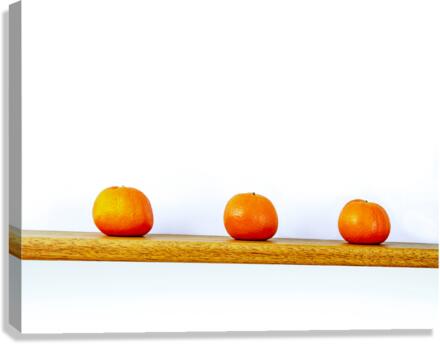 Three Oranges on a Shelf Canvas Print