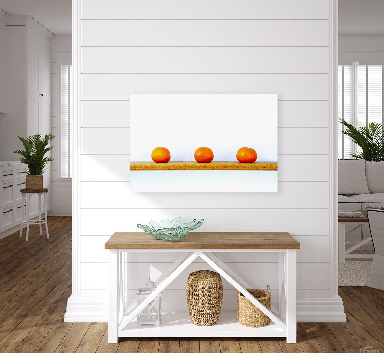 Three Oranges on a Shelf Reproduction