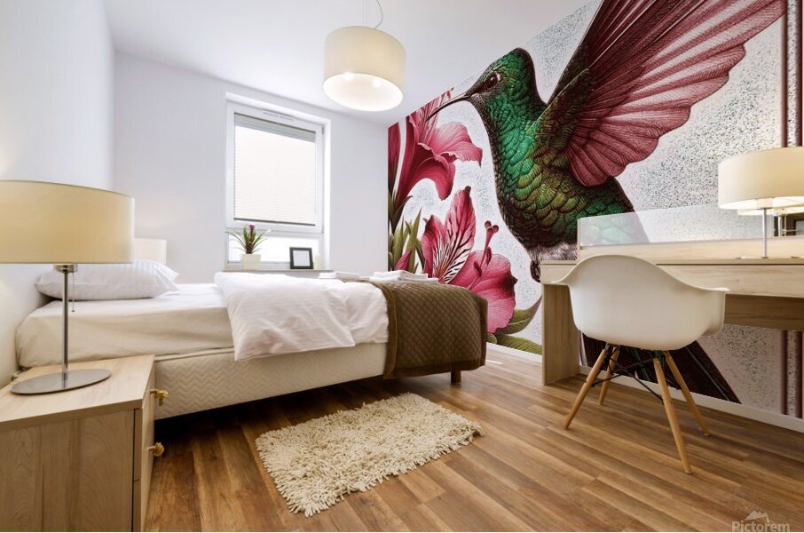 Birds sky tenderness height. Mural print