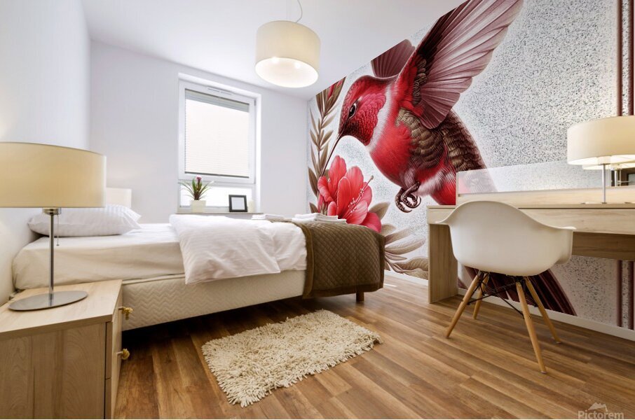 Birds sky tenderness height. Mural print