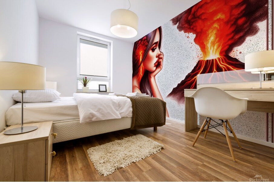 Jealousy love fire volcano. Mural print