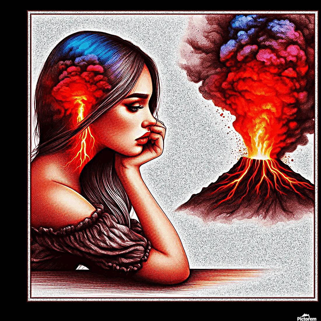 Jealousy love fire volcano. Reproduction