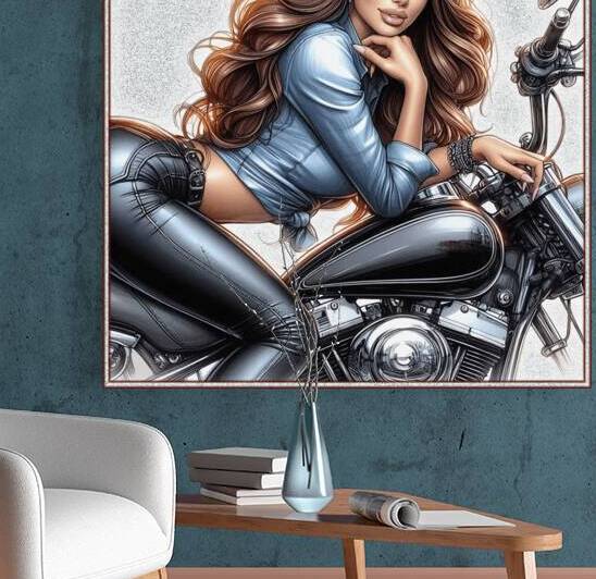 Motorcycle racing girl gift by Andrei Maevsky