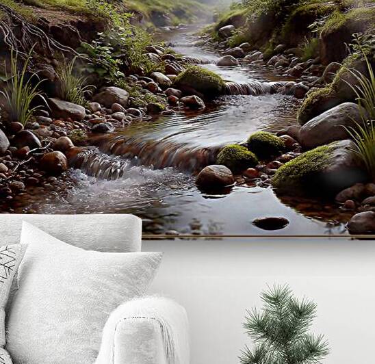 A clear stream runs cheerfully through the meadow. Summer. Landscape. by Andrei Maevsky