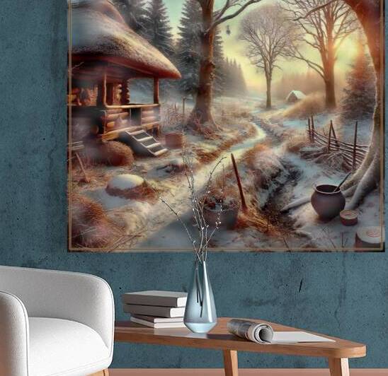 Early spring in the village. Snow is melting streams are running. Landscape. by Andrei Maevsky