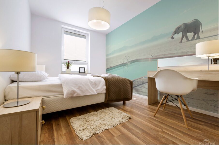 Elephant by the Pool  Mural print