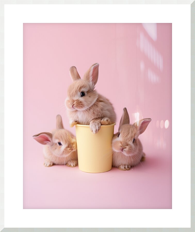DOWNLOAD   Bunnies on yellow and pink 24x30 4 5ra Picture Frame print