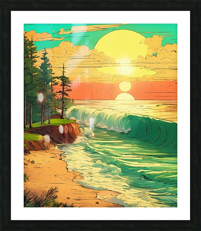 Tropical Paradise | Sketch-Style Beach Illustration Picture Frame print