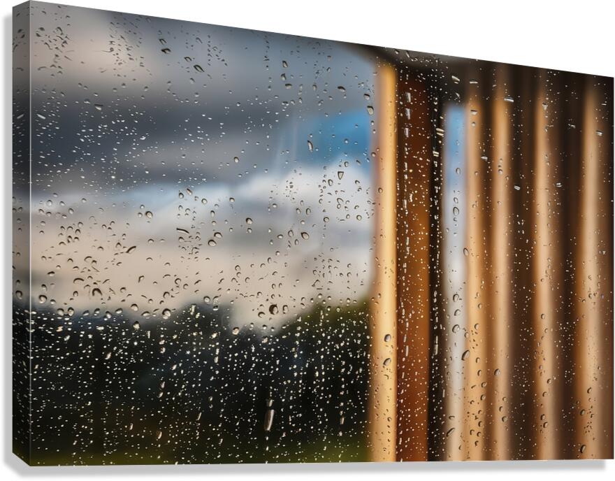 raindrops gently cascading down a windowpane Canvas Print