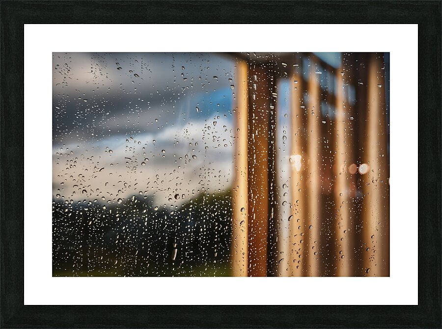 raindrops gently cascading down a windowpane Picture Frame print