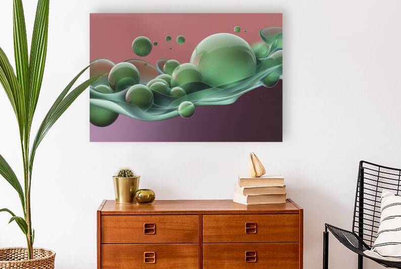 abstract concept of green translucent spheres by Raluca Ciobanu