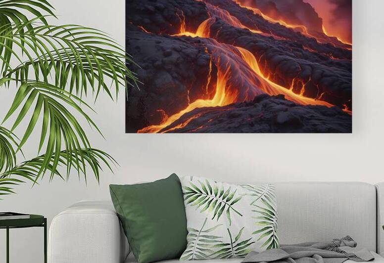 molten lava showcasing its swirling patterns and by Raluca Ciobanu