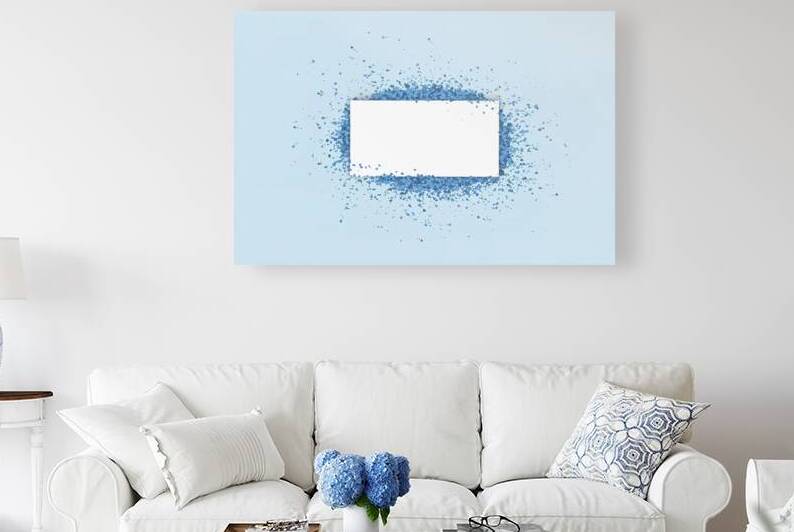 a blank white paper or card placed on a light blu by Raluca Ciobanu
