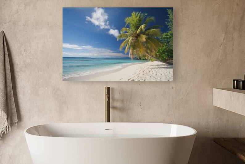 A photo of a beautiful tropical island with a whi by Raluca Ciobanu