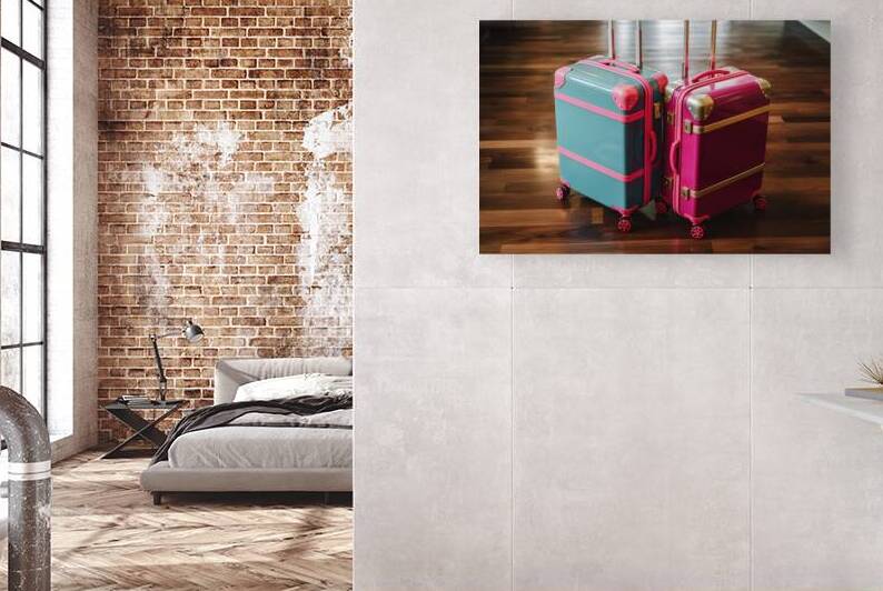 A vibrant and stylish image of two colorful suitc by Raluca Ciobanu