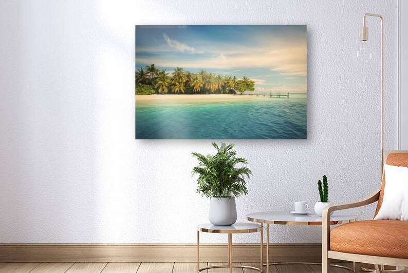 a tropical paradise island with a white sand beac by Raluca Ciobanu