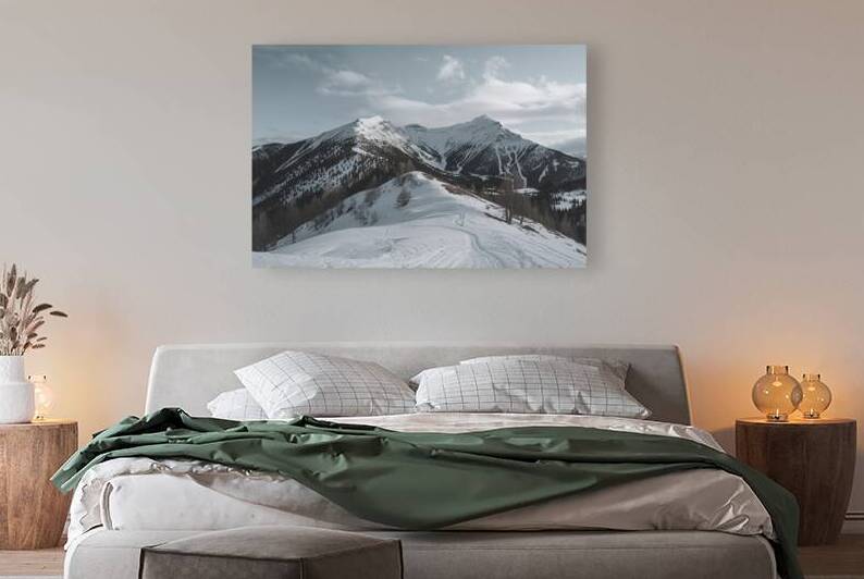 a winter landscape with snow capped mountains 2.j by Raluca Ciobanu