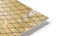 A mesmerizing golden patterned surface that appea HD Metal print
