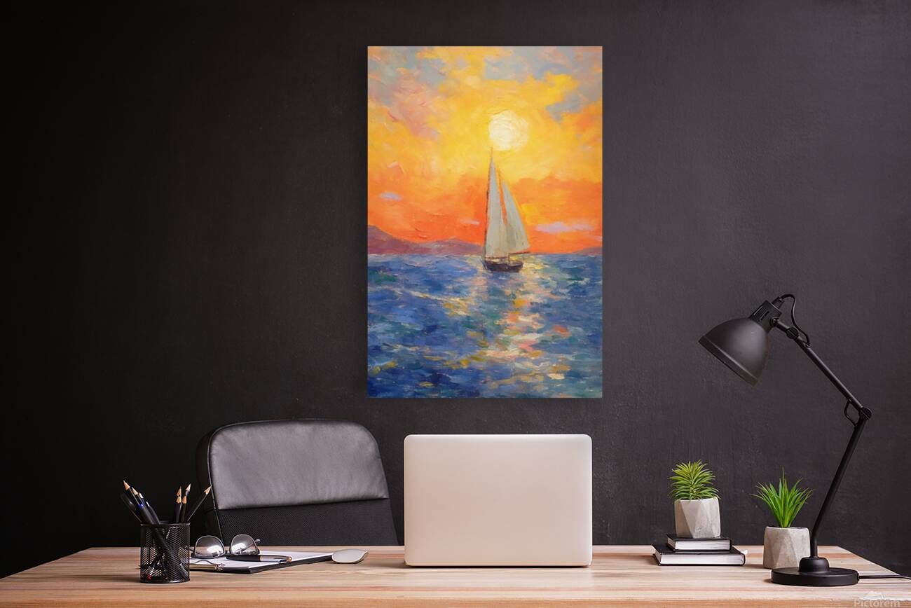 Sunset Sailboat Reproduction