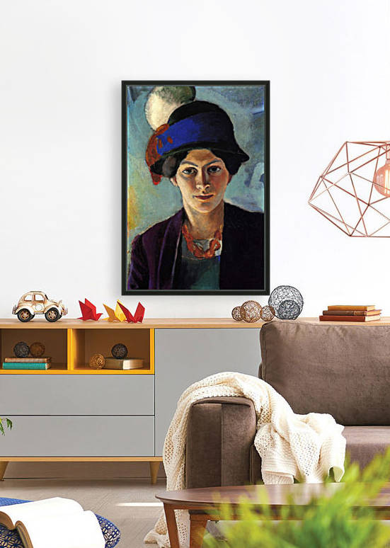 Portrait of the wife of the artist with a hat by Macke