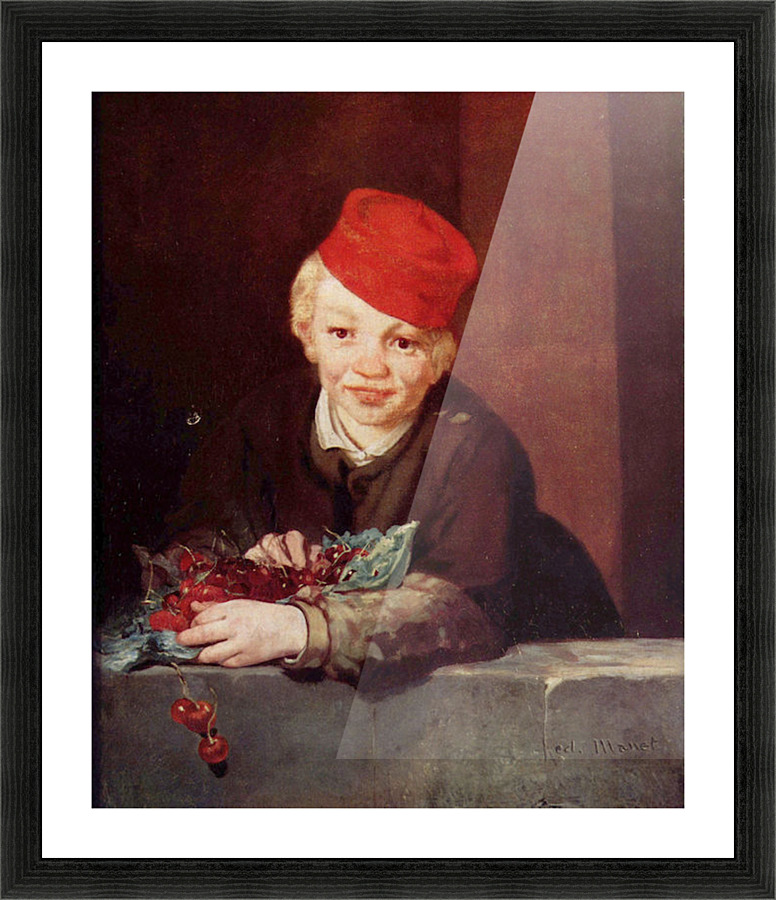Boy with the cherries Picture Frame print