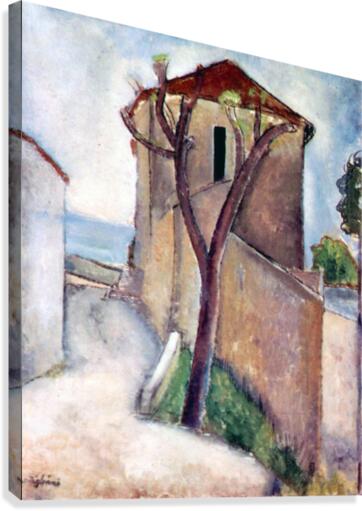 Modigliani - Tree and House Canvas Print