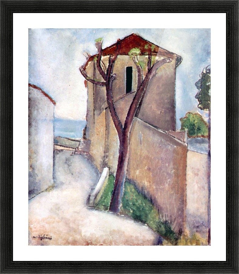 Modigliani - Tree and House Picture Frame print