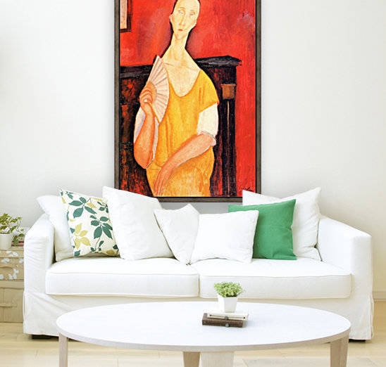 Modigliani - Portrait of Lunia Czechowska with fan -2- by Modigliani