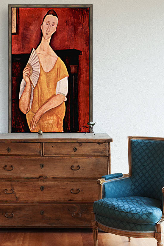 Modigliani - Portrait of Lunia Czechowska with fan by Modigliani