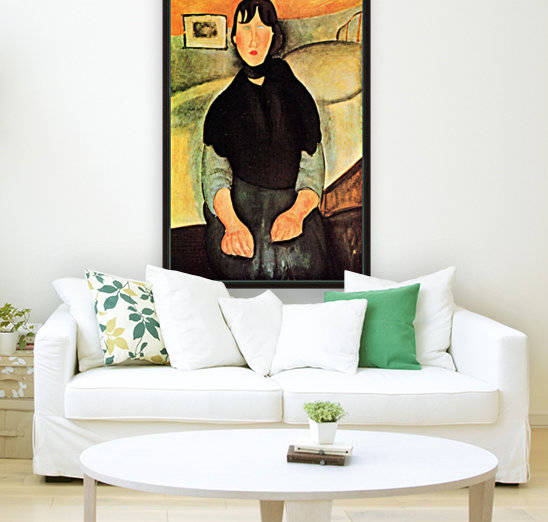 Modigliani - Young brown woman sitting on a bed by Modigliani