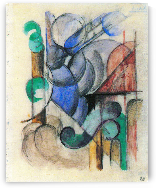 House in abstract landscape by Franz Marc